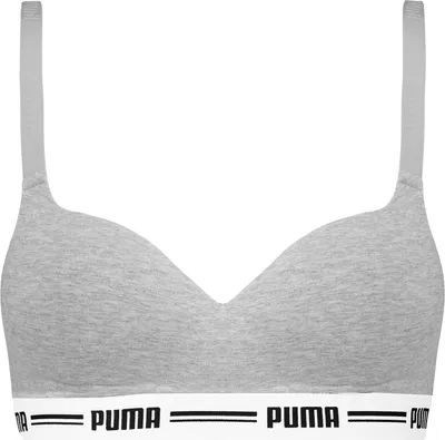 Produktbild von PUMA Damen Padded Top Bra Bustier, Farbe:Grau, Artikel:-032 grey melange, Wäschegröße:S