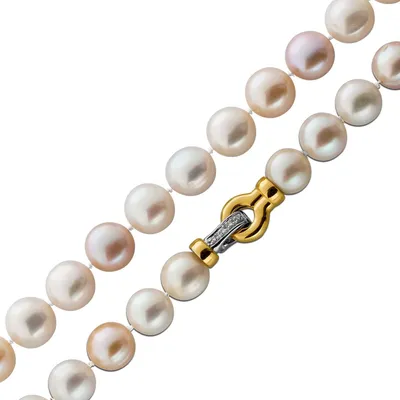 Produktbild von Perlenkette Gold 585 14K Edison Süßwasserperlen Brillanten 0.16ct 47