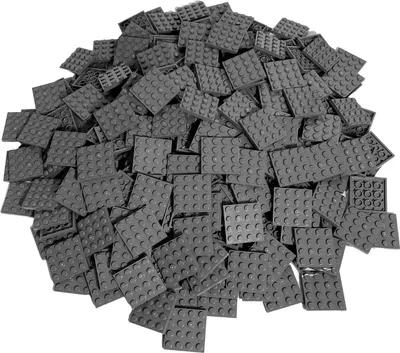 A pile of dark gray LEGO® 4x4 plates.