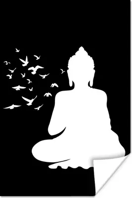 Produktbild von MuchoWow® Poster Buddha - Vögel - Meditation 60x90 cm - Wanddekoration