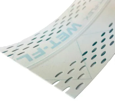 Produktbild von Strait-Flex Wet-Flex 100 Kantenprofil auf der Rolle, 30,5 m, Grau, flexibles, wasseraktivierbares Winkelprofil selbstklebend für Innen- & Außenkanten im Trockenbau als Kantenschutz