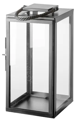 Produktbild von SEVILLA Laterne - H.48cm - grau/schwarz - Edelstahl /Glas - Dekoration
