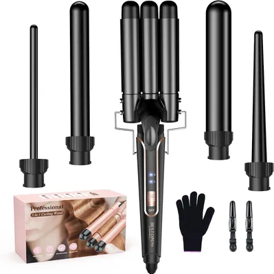Produktbild von BESTOPE PRO Lockenstab Lockenstäbe 3 Fässer Welleneisen 5 in 1– Lockenstab Set 3