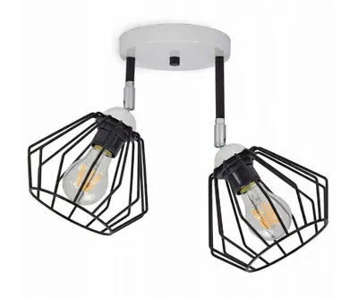 Zdjęcie produktu dla Luxolar Led lampa wisząca 2 światła metalowy przewód Edison styl E27 60 W - Lampa sufitowa do salonu, czarny metal