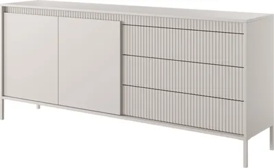 Produktbild von BETTSO Breite Kommode geriffelten Fronten große Schubladen SENSO 187 x 81 cm Beige