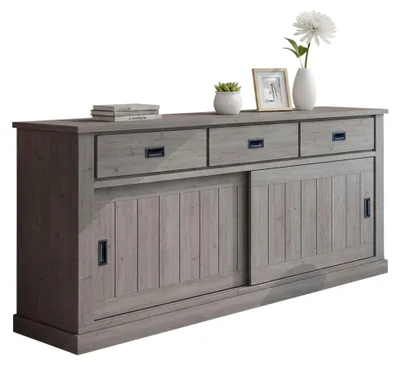 Produktbild von Malonno - Schrank, 220x50x95h cm Grau Eiche Grau, 2 Regale