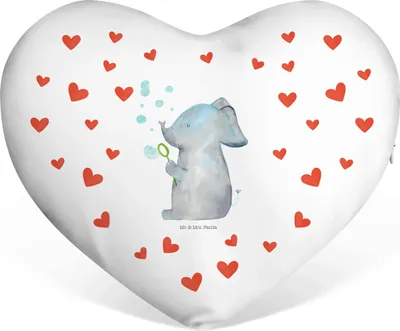 Produktbild von Mr. & Mrs. Panda Dekokissen Elefant Seifenblasen - Weiß - Geschenk, Liebeskissen, Elefanten, Herzkissen, Liebesspruch, Heimat, Kuschelkissen Herz, Lustige Sprüche, Liebe