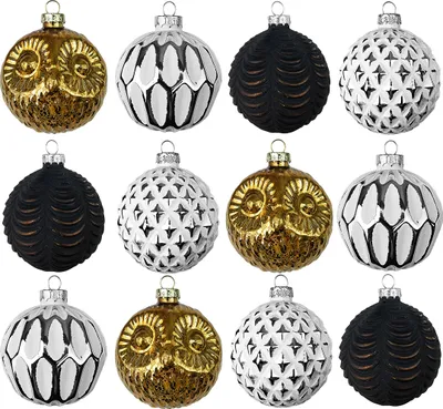 Produktbild von 12 Weihnachtskugeln Glas Christbaumschmuck Christbaumkugeln Set gold weiß Ø 8cm