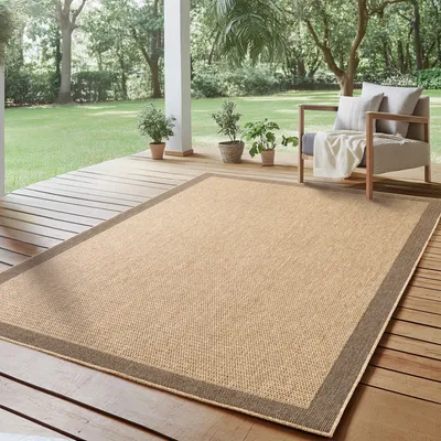 Produktbild von SIMPEX Indoor Outdoor Teppich Wetterfest Sisal, Boho Modern Design, Küche, Terrasse, Garten und Balkon, Größe: 280 x 370 cm, Farbe: Beige-2