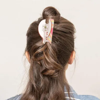 Produktbild von Regenbogen-Haarclip - Antirutsch und Elegant - Perfekt für Alle Haartypen - Must-Have Acrylacetat - 90er Jahre Haaraccessoire für Frauen und Mädchen