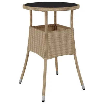 Produktbild von vidaXL Gartentisch Ø60x75 cm Hartglas und Poly Rattan Beige