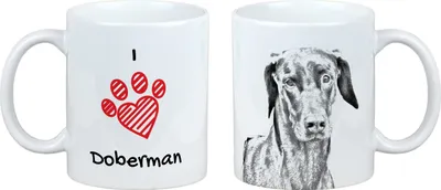 Productafbeelding van Dobermann mok met hond Ik hou van Art-Dog