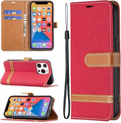 Produktbild von König Design Hülle kompatibel mit Apple iPhone 13 Pro Max Kunstleder Handyhülle - Handy Case Rot