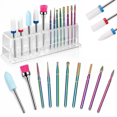 Produktbild von 13-teiliges Nagelfräser Bits Set Keramik Diamant Aufsätze für Gelnägel Maniküre Pediküre
