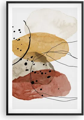 Produktbild von Gerahmtes Poster - Schwarzer Rahmen - Aquarell Abstraktion Formen - 61x91,5 cm - Wand Bild - Wanddeko - Wandbilder - Kunstposter - Wandposter - Bilderrahmen - Bilder - Kunstdruck - P2BPA61x91-4658