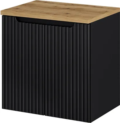 Immagine prodotto di Mobiletto con piano lavabo 'Skelbolu' a 2 ante 60 x 60 x 40 cm scanalato nero/rovere