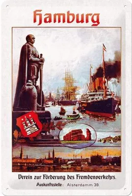 Produktbild von Nostalgic-Art - Blechschild 20 x 30cm - Hamburg - Verein zur Förderung des Fremdenverkehrs