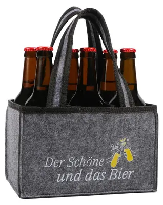Produktbild von Bierträger aus Filz - Mit Tragegriff - Für 6 Flaschen - Grau