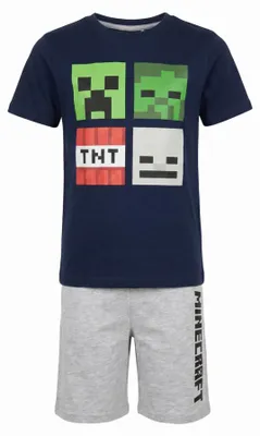 Image de Pyjama pour enfant Minecraft, motif Creeper, taille 116, couleur bleu foncé, avec motif Creeper-Zombie