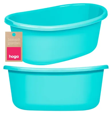 Produktbild von Hoga Große ovale Kunststoffwanne mit Griffen 30L Türkis