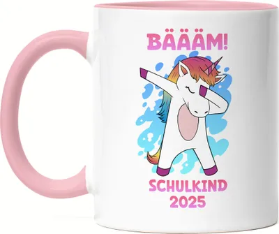 Produktbild von Bäääm Schulkind 2025 Tasse Rosa Einschulungsgeschenk Einhorn Unicorn Schulstart Grundschule
