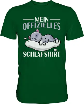 Produktbild von Offizielles Schlafshirt Nachthemd Schlafanzug Pyjama Schlafen Katze T-Shirt – Bottle Green / M