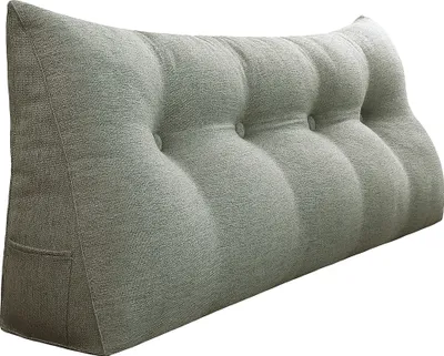 Produktbild von Ergonomisches Kopfteilkissen in Leinenoptik, Lesekissen, Keilkissen, Rückenkissen, Ruhekissen, Dekokissen