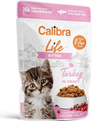 Productafbeelding van Calibra 8595706700962, Kittenvoer, Geschikt voor alle rassen, Turkije, 85 gram, Zonder granen, Zonder soja