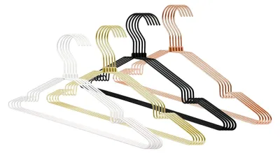 Produktbild von 10x Gard Kleiderbügel, Multifunktionsbügel mit Hosenstange, 360 Grad drehbar, Metall (Gold, 10er Set)