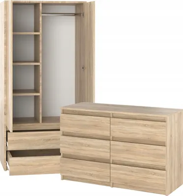 Image de STIV Möbel | Armoire et commode | 90x180 & 100x71,5 cm | 8 tiroirs | Ensemble de meubles naturels