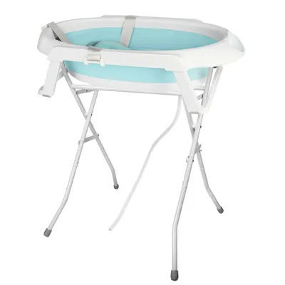 Produktbild von Babybadewanne mit Ständer,Faltbar Badewanne Baby für Baby 0-12 Jahre und Neue Mutter,Neugeborene Babybadewanne 66x61x82cm Blau