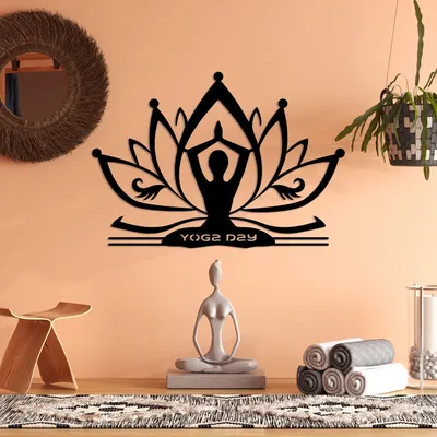 Produktbild von Wallity, Yoga 30, Dekoratives Wandaccessoire aus Metall, Schwarz, 100 % METALL, 60 x 42 cm