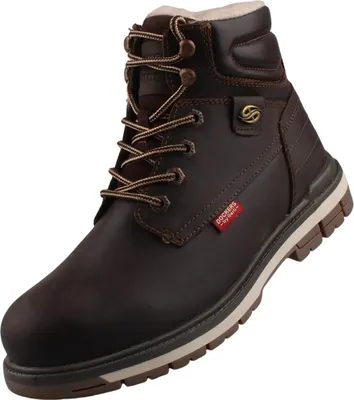 Auf dem Bild ist ein brauner Stiefel zu sehen der aus einer seitlichen Perspektive betrachtet wird. Der Stiefel hat eine robuste Sohle und eine elegante Form die ihm ein stilvolles Aussehen verleiht.