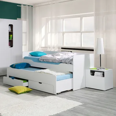 Produktbild von Funktionsbett mit Bettschublade weiß RILEY-166