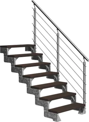 Produktbild von Dolle Außentreppe Gardentop 126-154cm Geschosshöhe mit Trimax dunkelbraun 100cm breit mit Prova-Geländer