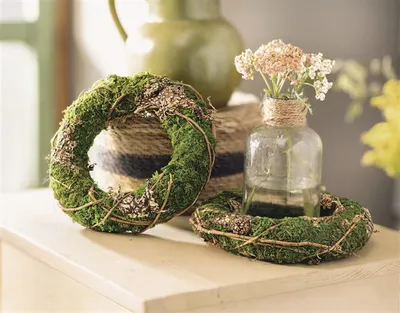 Produktbild von 2x Mooskranz "Petit" aus Naturmoss mit Zweigen & Rinde, Kranz Ø 20 cm, Tischkranz, Naturkranz, Dekokranz