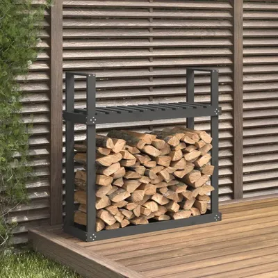 Obrázok produktu pre Stojan na palivové drevo sivý 110x35x108,5 cm z masívneho borovicového dreva, stojany na palivové drevo dizajn 2024