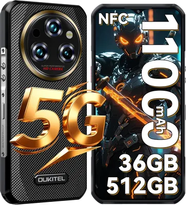 Produktbild von OUKITEL WP35 Pro Outdoor Smartphone 5G 36GB+512GB Android 14 Outdoor Handy Ohne Vertrag Nachtsicht ,11000mAh 6,6” FHD+ IP68 GPS NFC, Schwarz