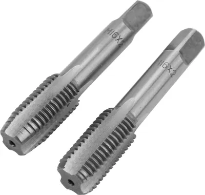 Produktbild von 2 Stück Hochgeschwindigkeitsstahl-Gewindebohrer mit metrischem Gewinde, gerade Nuten, Gewindeschneidwerkzeug, Handgewindebohrer, M16 x 2,0