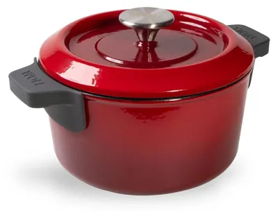 Produktbild von WOLL Bratentopf Iron Ø24cm 5,2l Chili Red, 4,2 l, Rot, Keramik, Gas, Halogen, Induktion, Silikon, 24 cm, 110 mm