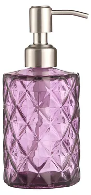 Image de Distributeur de savon, distributeur de savon liquide rechargeable en verre avec bec verseur en acier inoxydable, pour liquide vaisselle, shampoing et lotion, à poser sur le plan de travail de la salle de bains, de la cuisine ou de la buanderie (violet)