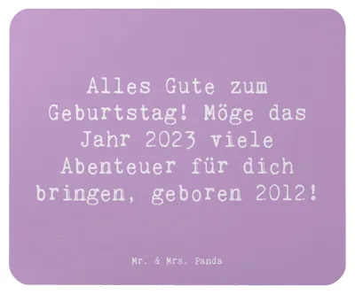 Produktbild von Mr. & Mrs. Panda Mauspad Spruch 2012 Geburtstag - Lavendeltraum - Geschenk, Happy Birthday, Jahrgang, Geburtstagsgruß, Alter, Geburtstagsgeschenk, Mouse Pad, Mousepad, pc