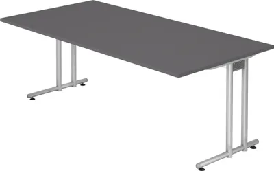 Produktbild von bümö Schreibtisch Serie-N - Nachbildung: Graphit, Größe:  200 x 100 cm