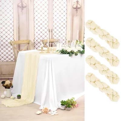 Productafbeelding van Kaasdoek tafelrunners - 4 stuks - Decoratie voor tafels - Beige - 90 x 300 cm