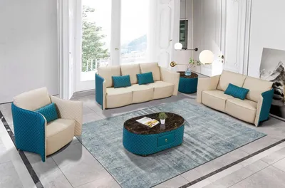 Produktbild von Dreisitzer Italienische Stil Sofa 3 Sitzer Modernes Sofa Ledersofa Couch Möbel