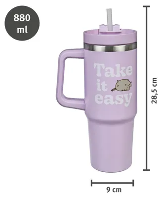 Imagen del producto de Taza térmica grande con pajita, diseño Pusheen, 880 ml