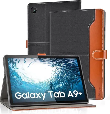 Produktbild von DLveer Samsung Galaxy Tab A9+ 11 Zoll Hülle - Kunstleder+TPU, Auto Schlaf/Wach, Denim Schwarz
