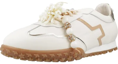 Produktbild von Damen Sneaker LATTE aus Glattleder in Weiß mit Lederfutter und Leder-Wechselfußbett