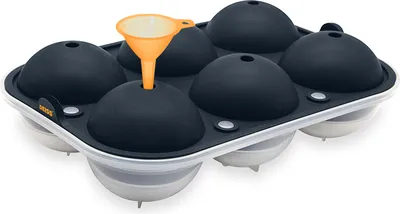 Immagine prodotto di Deiss PRO stampo per gelati e imbuto in plastica - 6 palline da gelato perfette da 6,3 cm in una ciotola flessibile in silicone - imbuto in plastica per il trasferimento dei liquidi - lavabile in lavastoviglie