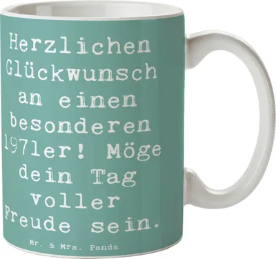 Produktbild von Mr. & Mrs. Panda Kaffeetasse Spruch 1971 Geburtstag - Meeresbrise - Geschenk, Alter, Happy Birthday, herzliche Glückwünsche, geboren, persönliche Geschenke, Becher, Tasse